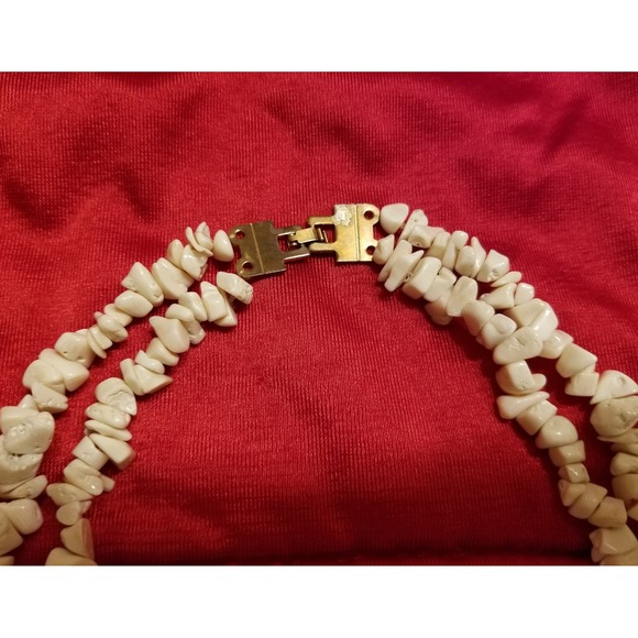 Vintage Double Natural Creme Coral Branch Necklace 12" Antique - Picture 4 of 5